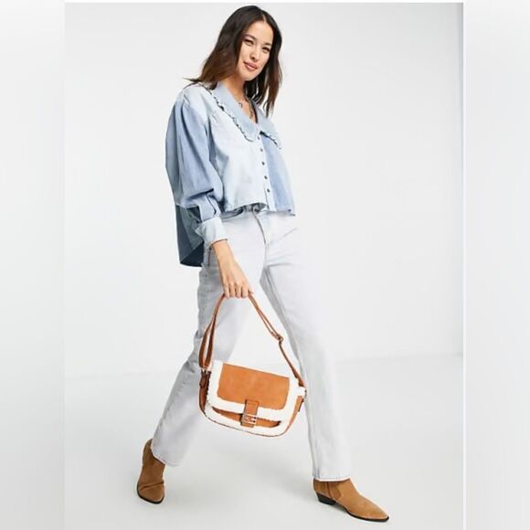 Free People Blue Daisy Baby Patchwork blouse medium - Picture 4 of 11